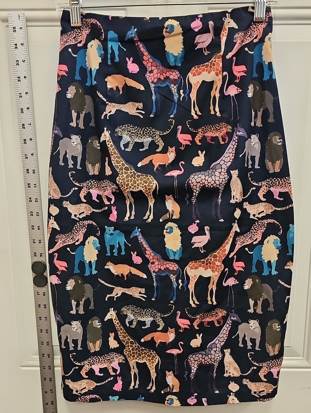 Navy Animal Print Pencil Skirt